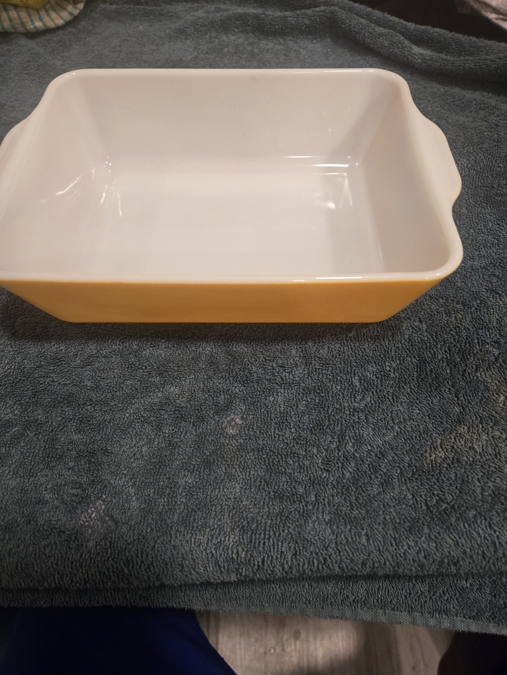 Vintage 1940s Pyrex Primary Yellow 503 Refrigerator Dish Base - Early Unnumbered
